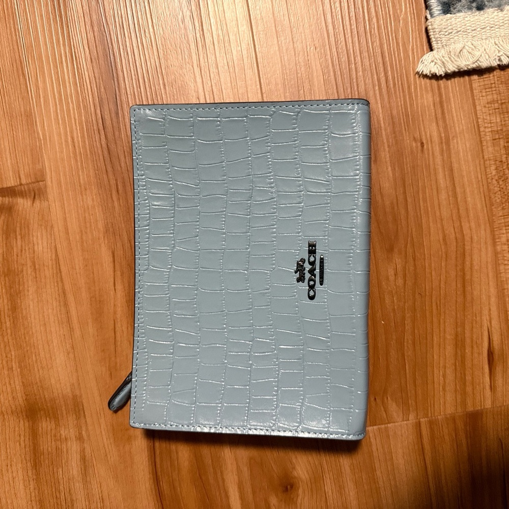 Coach Light Blue Croc Embossed Wallet